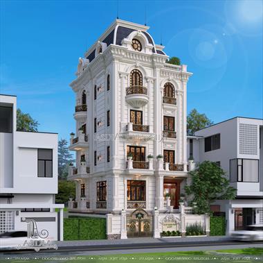 Mẫu nhà phố 5 tầng tân cổ điển đẹp (anh Tuấn - Bắc Ninh) BT52364