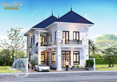 Mẫu thiết kế biệt thự tân cổ điển 2 tầng mặt tiền 8m - ACHI 21200