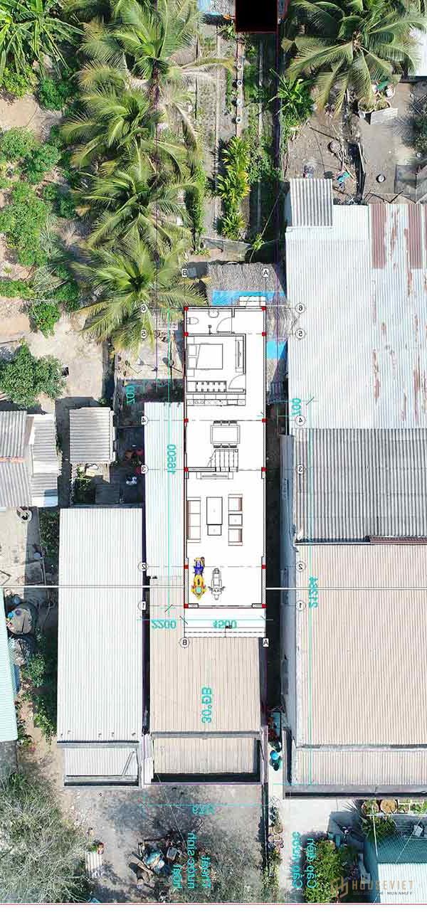 Bản vẽ nhà ống 2 tầng 3 phòng ngủ