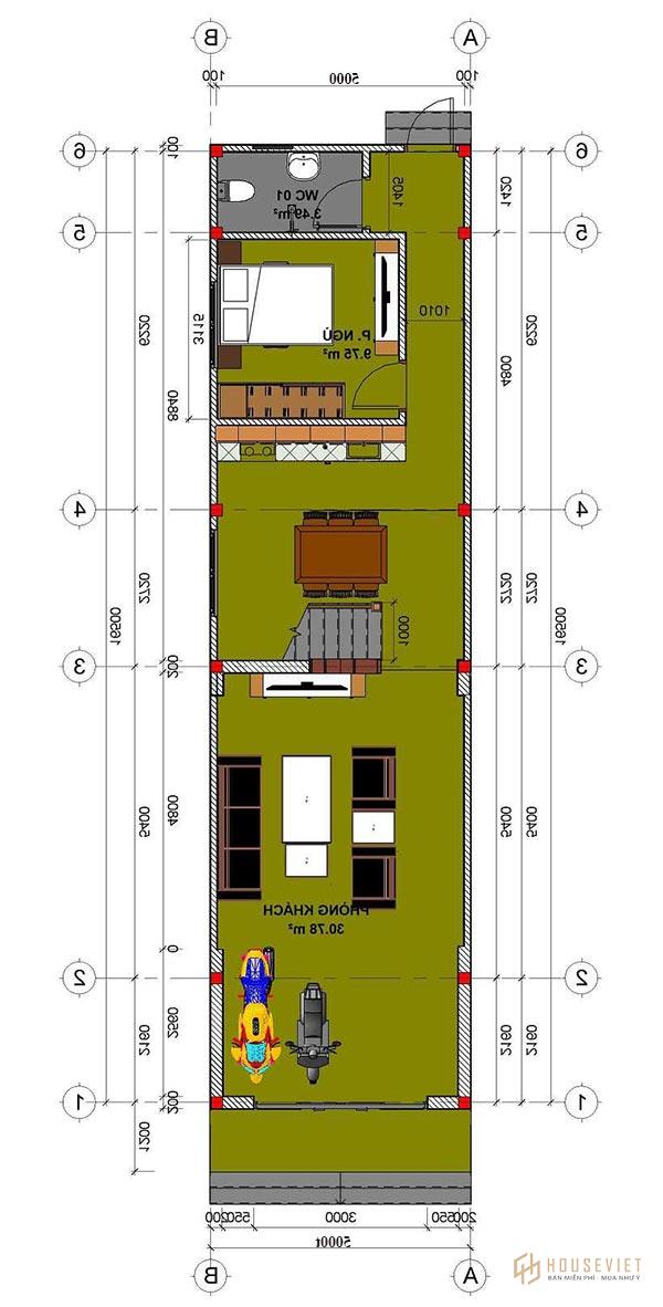Mẫu thiết kế nhà ống 2 tầng 3 phòng ngủ đẹp