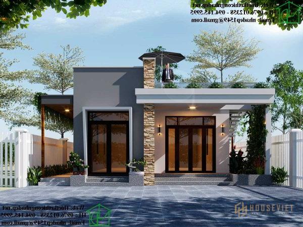 Mẫu nhà cấp 4 8x15m mái bằng đẹp