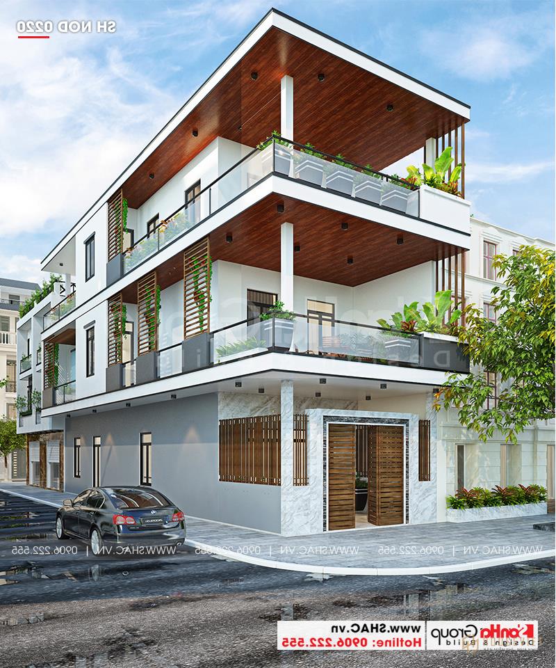 Nhà phố 3 tầng hiện đại tại Hải Phòng nội thất gỗ - SH NOD 0220 28 Chất liệu gỗ được sử dụng để trang trí nội ngoại thất ngôi nhà phố 3 tầng hiện đại
