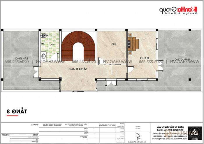Nhà phố 3 tầng hiện đại tại Hải Phòng nội thất gỗ - SH NOD 0220 31 Mặt bằng công năng tầng 3 nhà phố 3 tầng hiện đại tại Hải Phòng