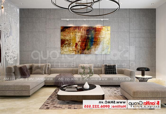 Nhà phố 3 tầng hiện đại tại Hải Phòng nội thất gỗ - SH NOD 0220 32 Thiết kế nội thất phòng khách hiện đại nhà phố 3 tầng tại Hải Phòng