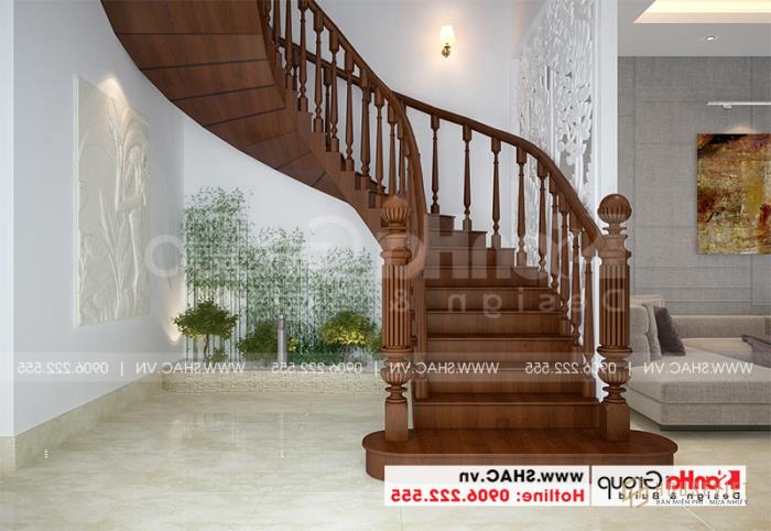 Nhà phố 3 tầng hiện đại tại Hải Phòng nội thất gỗ - SH NOD 0220 34 Thiết kế của cầu thang gỗ được tính toán theo nhịp phong thủy cho ngôi nhà