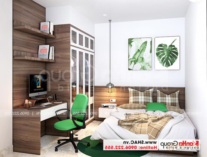 Nhà phố 3 tầng hiện đại tại Hải Phòng nội thất gỗ - SH NOD 0220 36 Cách bố trí nội thất phòng ngủ nhỏ đẹp với đồ gỗ sang trọng