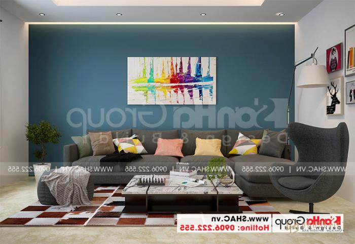 Nhà phố 3 tầng hiện đại tại Hải Phòng nội thất gỗ - SH NOD 0220 37 Thiết kế nội thất phòng khách theo phong cách hiện đại trẻ trung