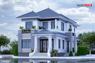 Mẫu thiết kế biệt thự mái thái 2 tầng diện tích 210m2 tại Kiên Giang
