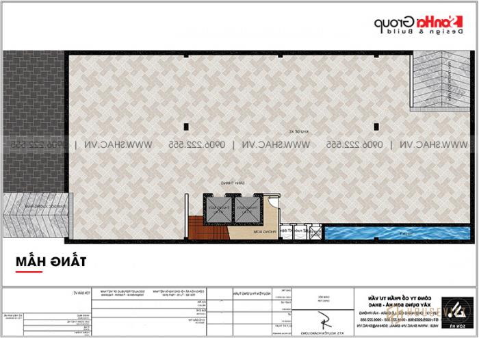 Mẫu thiết kế khách sạn 3 sao phong cách tân cổ điển - Mã số: 0078 24 Bản vẽ mặt bằng công năng tầng hầm khách sạn tân cổ điển tiêu chuẩn 3 sao