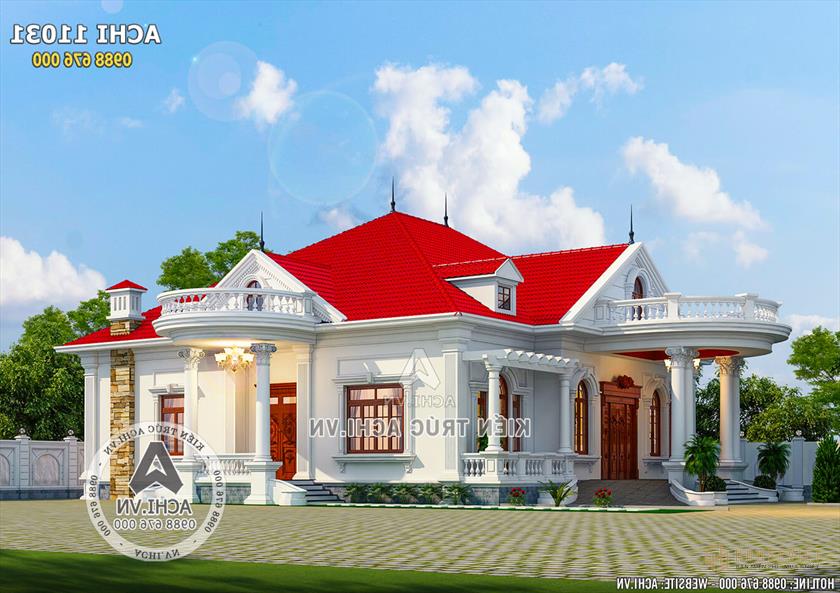 Phối cảnh ngoại thất biệt thự vườn mái thái tân cổ điển đẹp tại Bình Dương Phối cảnh ngoại thất biệt thự vườn mái thái tân cổ điển đẹp tại Bình Dương