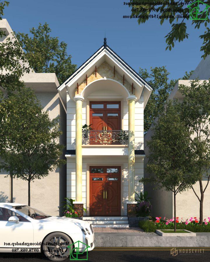 Mẫu nhà phố 2 tầng 4 × 13 mái thái 2018, nhà ống 2 tầng