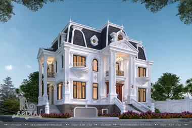 Mẫu thiết kế biệt thự 2 tầng kiến ​​trúc Châu Âu + 1 tầng bán hầm (TGĐ: Anh Tuấn - Hà Nội) BT22513