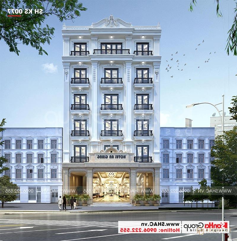 Mẫu thiết kế khách sạn tân cổ điển 3 sao tại An Giang - SH KS 0077 1 Mẫu thiết kế khách sạn 3 sao tân cổ điển hoàn hảo đến từng chi tiết