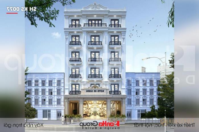 Mẫu thiết kế khách sạn tân cổ điển 3 sao tại An Giang - SH KS 0077 14 Thiết kế khách sạn 6 tầng 3 sao tại An Giang