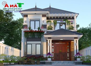 Mẫu nhà 2 tầng mái thái đẹp 8 * 12m kiểu nhật MS: A1410