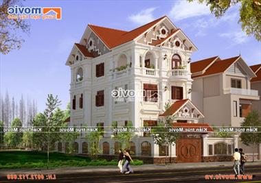 Mẫu biệt thự 3 tầng tân cổ điển đẹp, mái thái, mặt tiền 7,5m - MB 1747