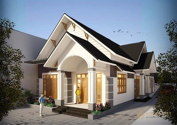 Mẫu nhà cấp 4 5x20 mái thái với kết cấu mái dốc cao