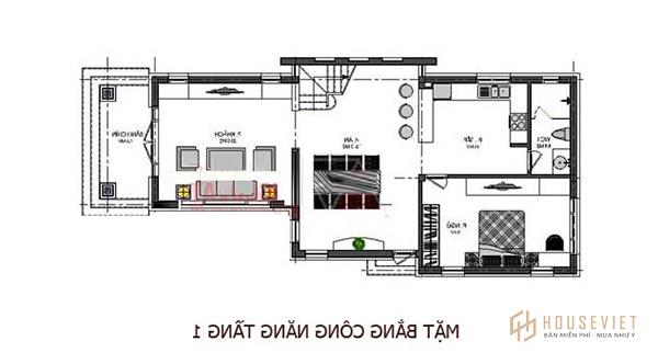 Mặt bằng tầng 1 của ngôi nhà cấp 4 được thể hiện một cách độc đáo.  ấn tượng