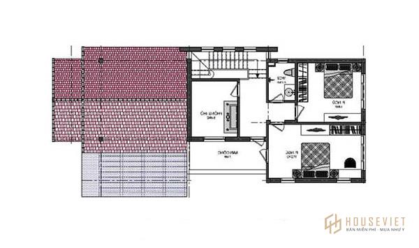 Bản vẽ mặt bằng nhà cấp 4 có gác lửng với kết cấu mái thái ấn tượng và hợp lý