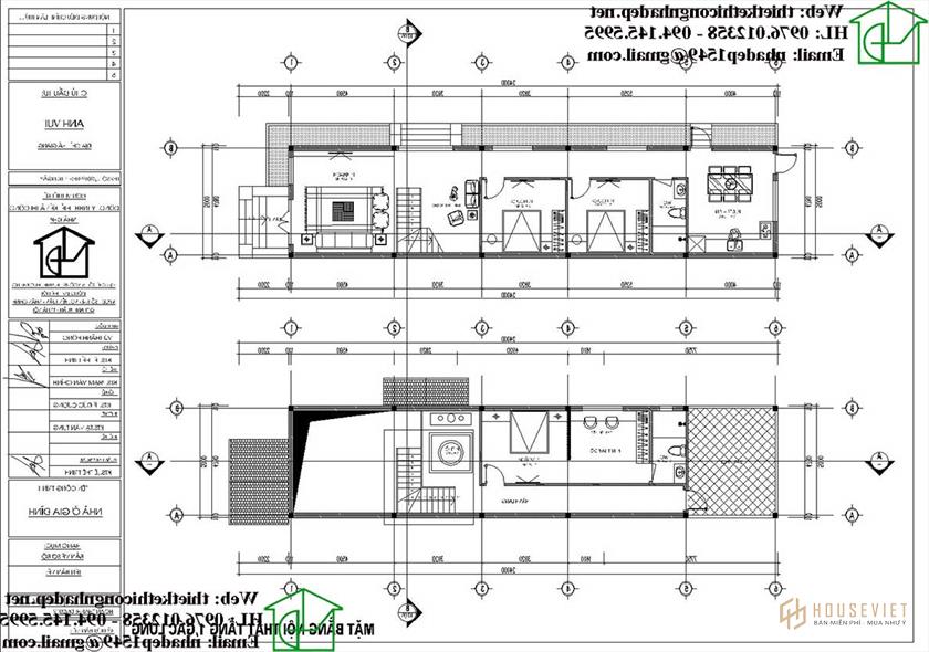 Mẫu nhà cấp 4 gác lửng 5x24m NDNC4104