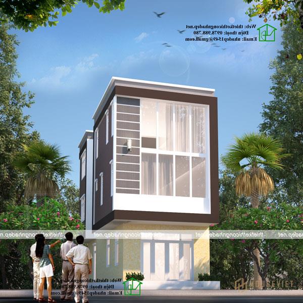 Ngoại thất mẫu thiết kế nhà phố 3 tầng mái bằng 5x13m