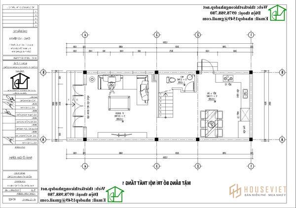 Mặt bằng công năng tầng 1 nhà phố 3 tầng mái bằng 5x13m