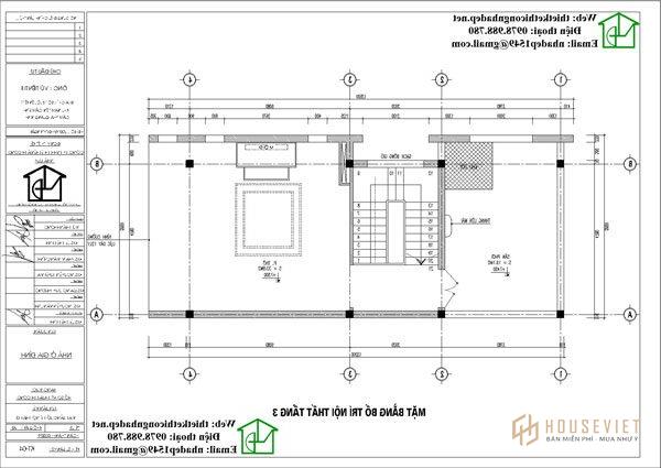 Mặt bằng công năng mặt bằng tầng 3 nhà phố 3 tầng mái bằng 5x13m