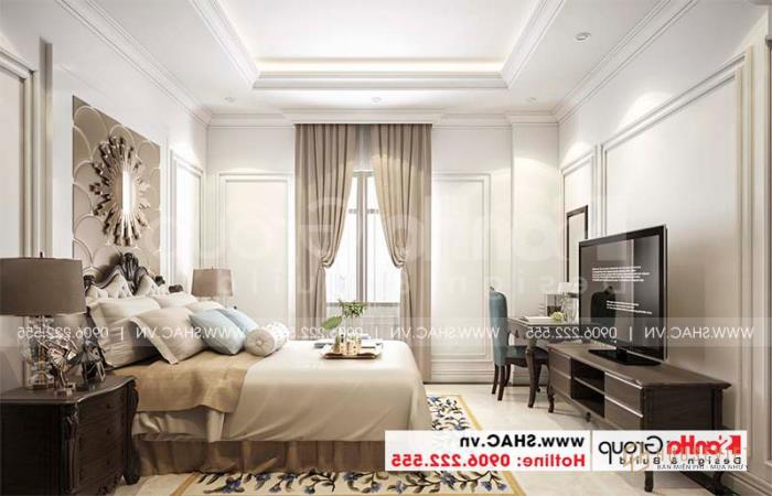 Các  Màu sắc nhẹ nhàng và ấm áp được sử dụng trong thiết kế của phòng ngủ