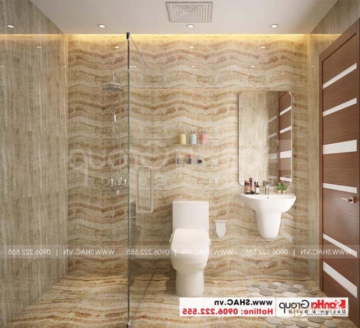 Các  Thiết kế nội thất phòng tắm và nhà vệ sinh sử dụng vật liệu ốp lát mới nhất