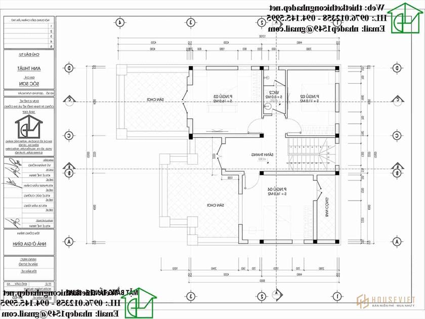 Mặt bằng nội thất tầng 2 NDBT2T87 