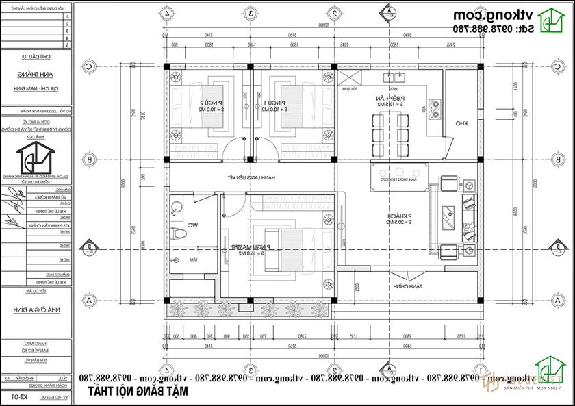 Phương án nội thất nhà cấp 4 12x9m ở Nam Định đẹp NC482