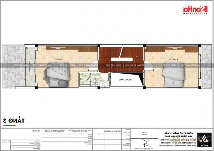 Phương án bố trí công năng tầng 3 nhà ống hiện đại diện tích 76m2 tại Hải Phòng 