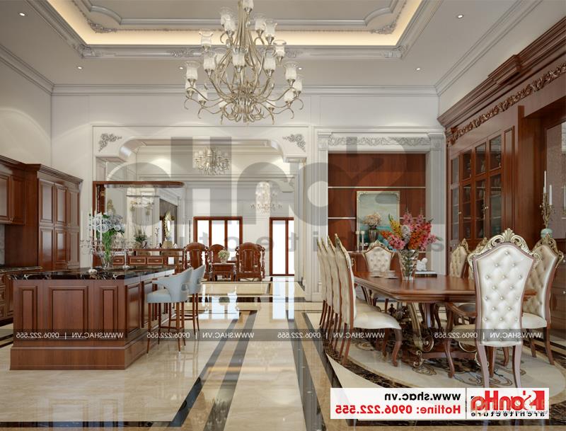 And this is the interior design of the kitchen and dining room of a high-rise French villa 