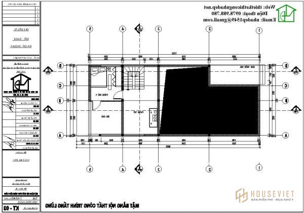 Mặt bằng tầng lửng nhà cấp 4 NDNC454