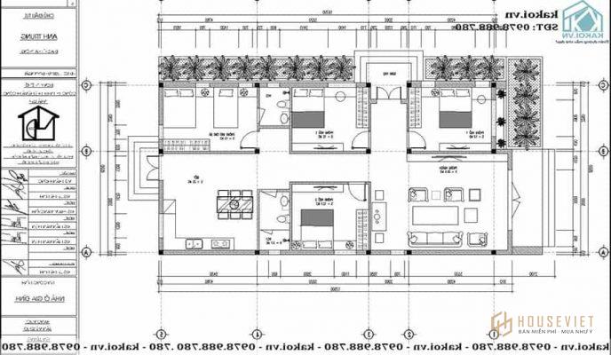 Mặt bằng công năng mẫu nhà ống cấp 4 diện tích 9x18m