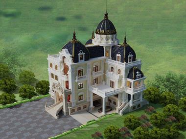 Mẫu biệt thự 4 tầng đẹp, sang trọng với thiết kế cổ điển