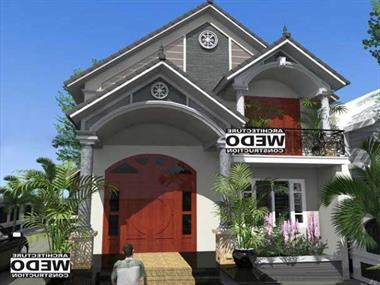 Mẫu biệt thự mini 1 tầng có gác lửng mái thái