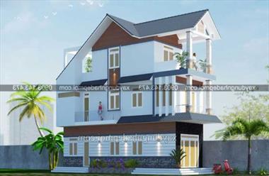 Mẫu nhà phố 3 tầng mái thái đẹp mặt tiền 4,5m