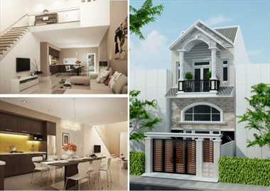 Mẫu nhà phố đẹp 2 tầng mái thái diện tích 5x20m