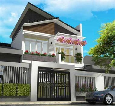 Mẫu biệt thự 2 tầng mái lệch diện tích 8x17m