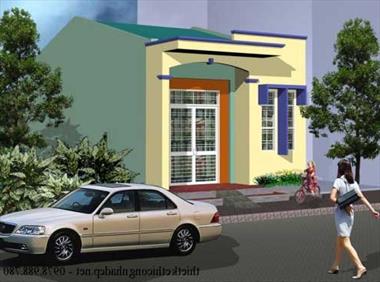 Thiết kế nhà cấp 4 khung sắt mái tôn trần thạch cao Giá Rẻ