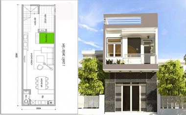 Bản vẽ thiết kế nhà 2 tầng 4x14m kinh phí đầu tư 500 triệu đồng