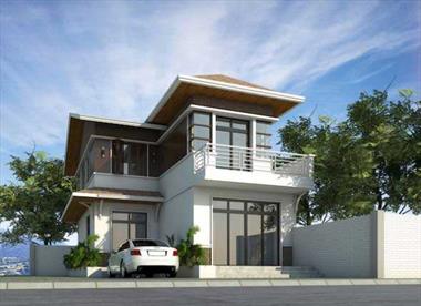 Mẫu biệt thự 2 tầng hình chữ L đẹp Phong cách hiện đại