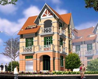 Bản vẽ thiết kế nhà biệt thự mái thái 3 tầng đẹp diện tích 12x20m