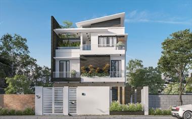 Mẫu nhà 3 tầng mặt tiền 6m kiến ​​trúc hiện đại