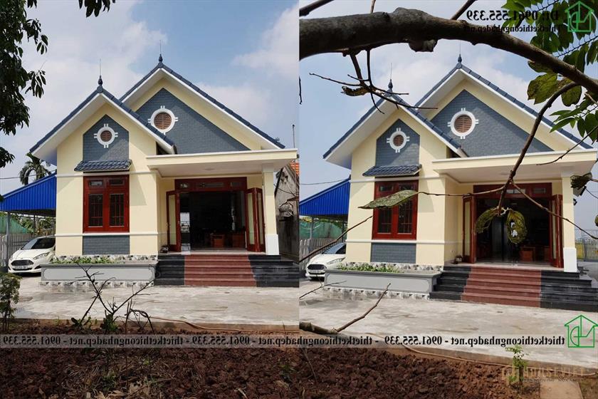 Mẫu nhà cấp 4 3 phòng ngủ 1 phòng thờ 9x18m hiện đại NDNC4178