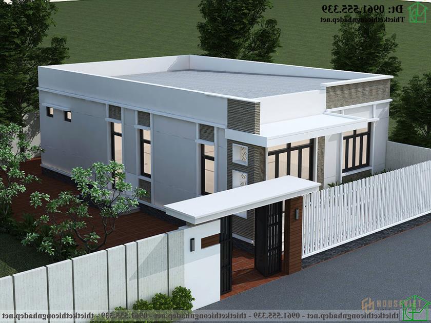 Phối cảnh tổng thể mẫu nhà cấp 4 mái tôn NDNC4178