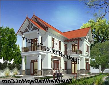 Mẫu nhà 2 tầng chữ l đẹp 100m2 mái ngói chị Nhung