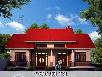Mẫu nhà đẹp mái ngói đỏ truyền thống BT513077