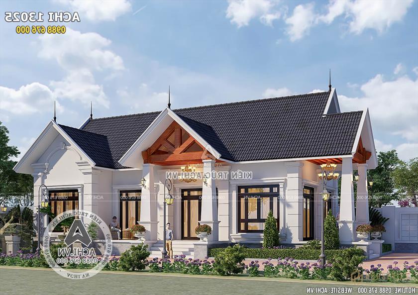 Không gian mặt tiền của mẫu biệt thự 1 tầng mái thái đẹp và lạ mắt